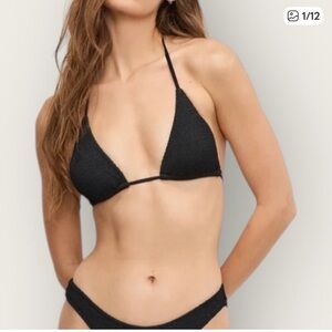 Good American Black Textured Bikini Set